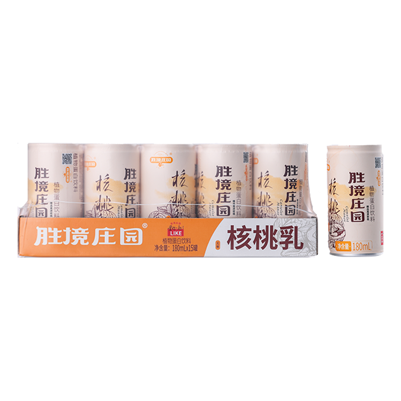 胜境庄园无蔗糖核桃乳180ml*15罐