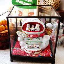 日本大嘴招财猫陶瓷摆件开业礼物家居装 饰品客厅玄关电视柜工艺品