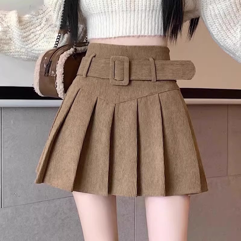 灯芯绒百褶半身裙女秋冬2025新款