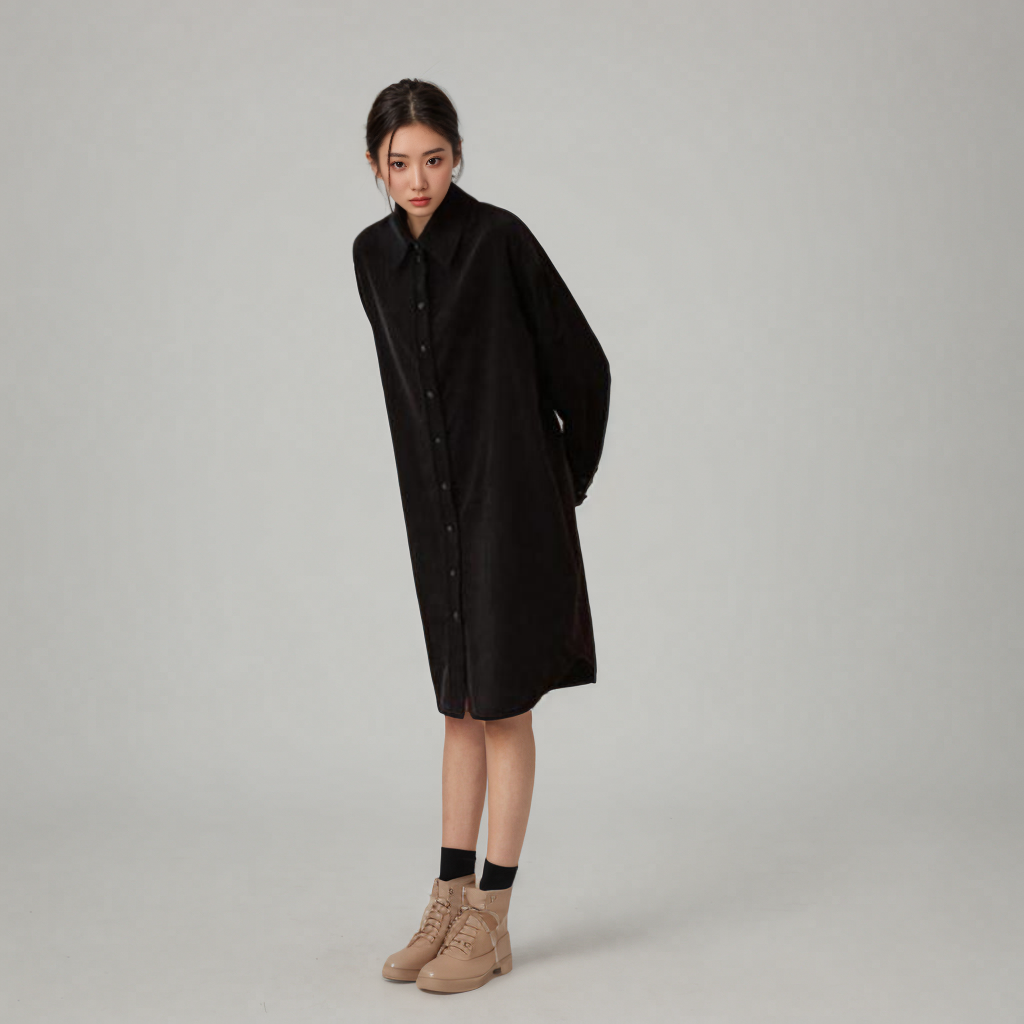 灯芯绒衬衫连衣裙柔软磨毛高级