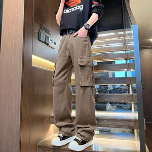 春季大口袋水洗工装裤潮流宽松休闲直筒裤P47图片
