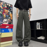 美式高街水洗弯刀工装裤男女款潮牌宽松直筒阔腿长裤休闲裤P55，男装工装外套，星座410-6（原星座1304-1）