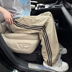 条纹裤子男款夏季美式速干工装裤三条杠直筒运动休闲裤P38图片