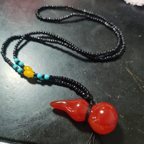 红玛瑙葫芦毛衣链葫芦颈饰项链吊坠挂件福禄双全项坠挂链男女
