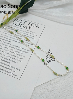 天然石碎银项链女小清新气质简约