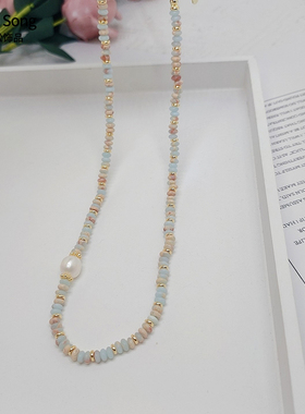 轻奢天然石项链女小众设计锁骨链