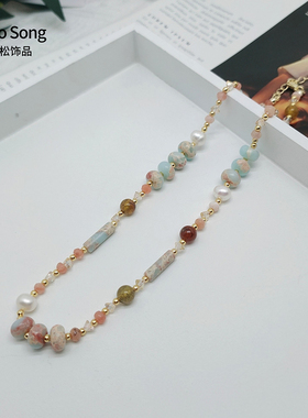 天然石项链寿山石女小众设计