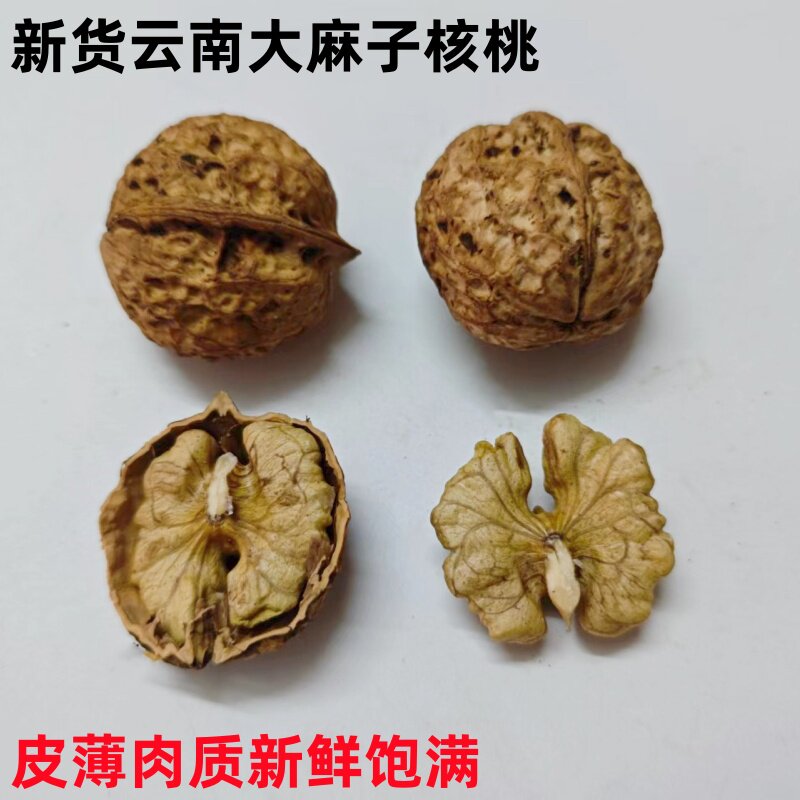 新货薄皮纸皮大核桃大麻子核桃原味坚果零食500g 包邮
