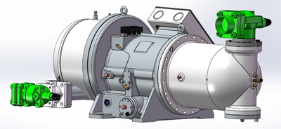 半封闭螺杆压缩机3D建模图纸制冷系统预装配复盛SRL-760-810-DPMP