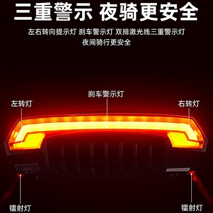 自行车灯USB充电手电筒单车安全警示灯套装车架灯花鼓灯夜骑尾灯