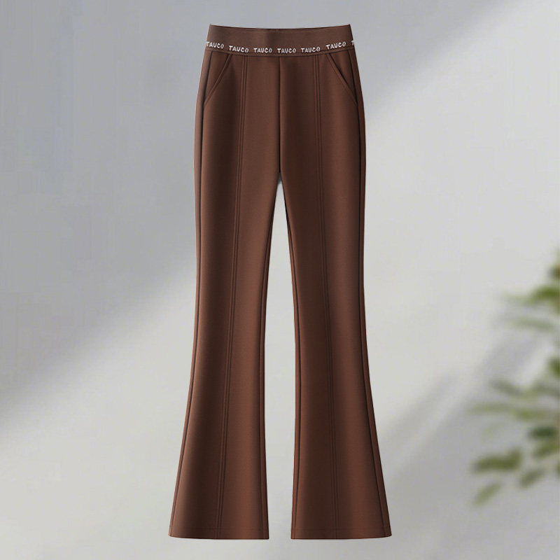 啄木鸟时尚微喇西装裤女秋冬季新款高腰直筒显瘦小个子加绒喇叭裤