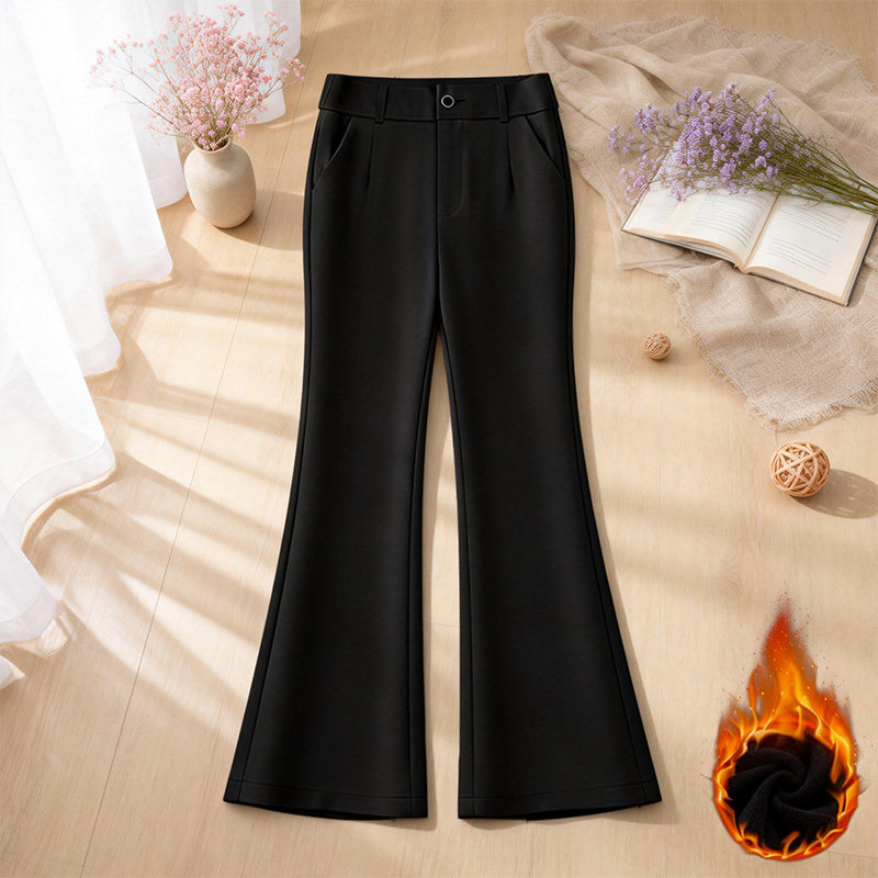 啄木鸟喇叭裤耐磨休闲裤直筒微喇裤加绒高腰休闲秋冬