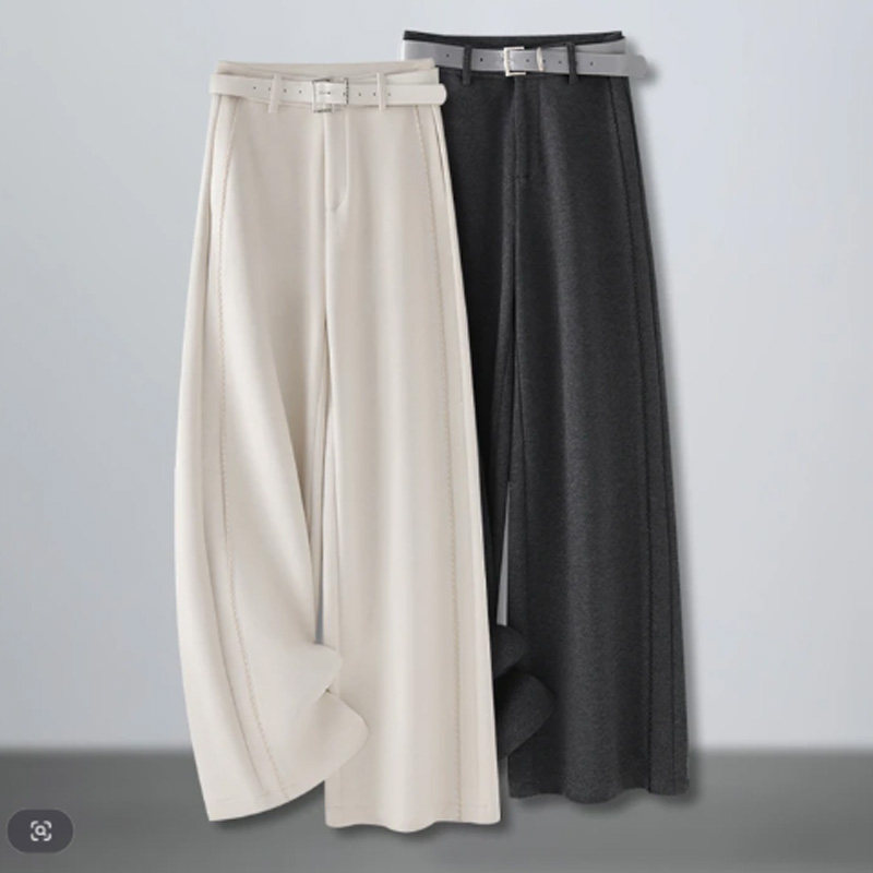 啄木鸟高腰宽松显瘦休闲裤女2025新款慵懒风冬季加厚保暖阔腿裤