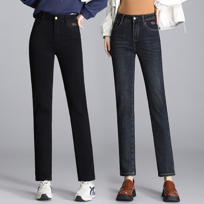 啄木鸟秋冬新款烟管裤女高腰显瘦时尚牛仔裤韩版萝卜裤九分直筒裤