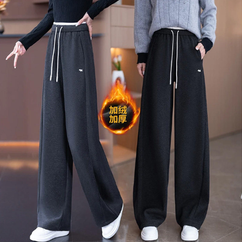 啄木鸟2025冬季加绒加厚高腰阔腿裤女抽绳宽松垂感气质显瘦休闲裤,女装/女士精品,休闲裤,淘宝优惠券,粉丝福利购,淘宝优惠卷