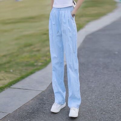 啄木鸟蓝色薄款休闲山本裤女春夏2026新款休闲慵懒遛弯垂感阔腿裤