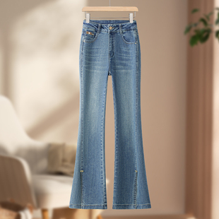 啄木鸟微喇叭牛仔裤女款2026新款春季设计感独特超好看的开叉裤子