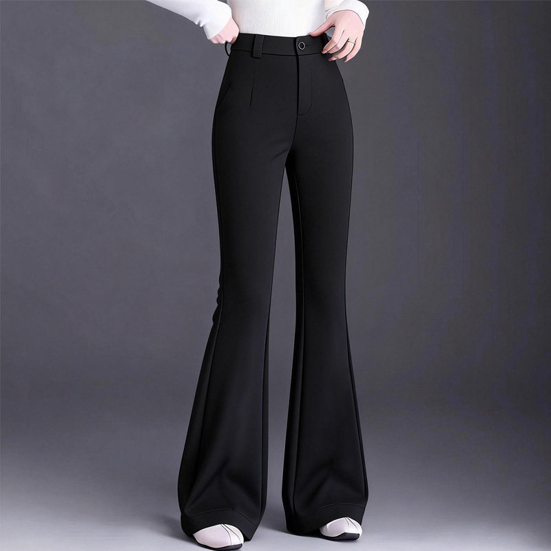 啄木鸟微喇裤休闲裤黑色女生裤子显瘦高腰时尚弹力喇叭裤,女装/女士精品,休闲裤,淘宝优惠券,粉丝福利购,淘宝优惠卷