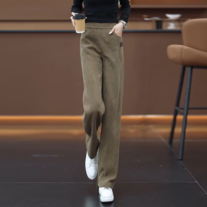 啄木鸟欧棉绒阔腿裤女秋冬2025新款加绒加厚休闲裤高腰窄版直筒裤,女装/女士精品,休闲裤,淘宝优惠券,粉丝福利购,淘宝优惠卷