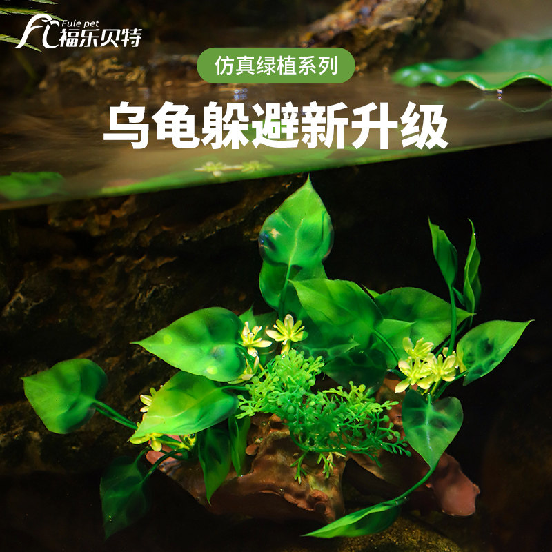 乌龟躲避绿植鱼缸仿真造景图片