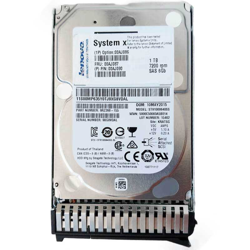 联想ThinkSystem服务器硬盘1TB 7.2K SAS 2.5英寸00AJ086 00AJ087