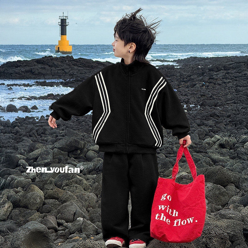 童装男童卫衣套装2026春季新款儿童休闲宽松衣服大童运动两件套潮