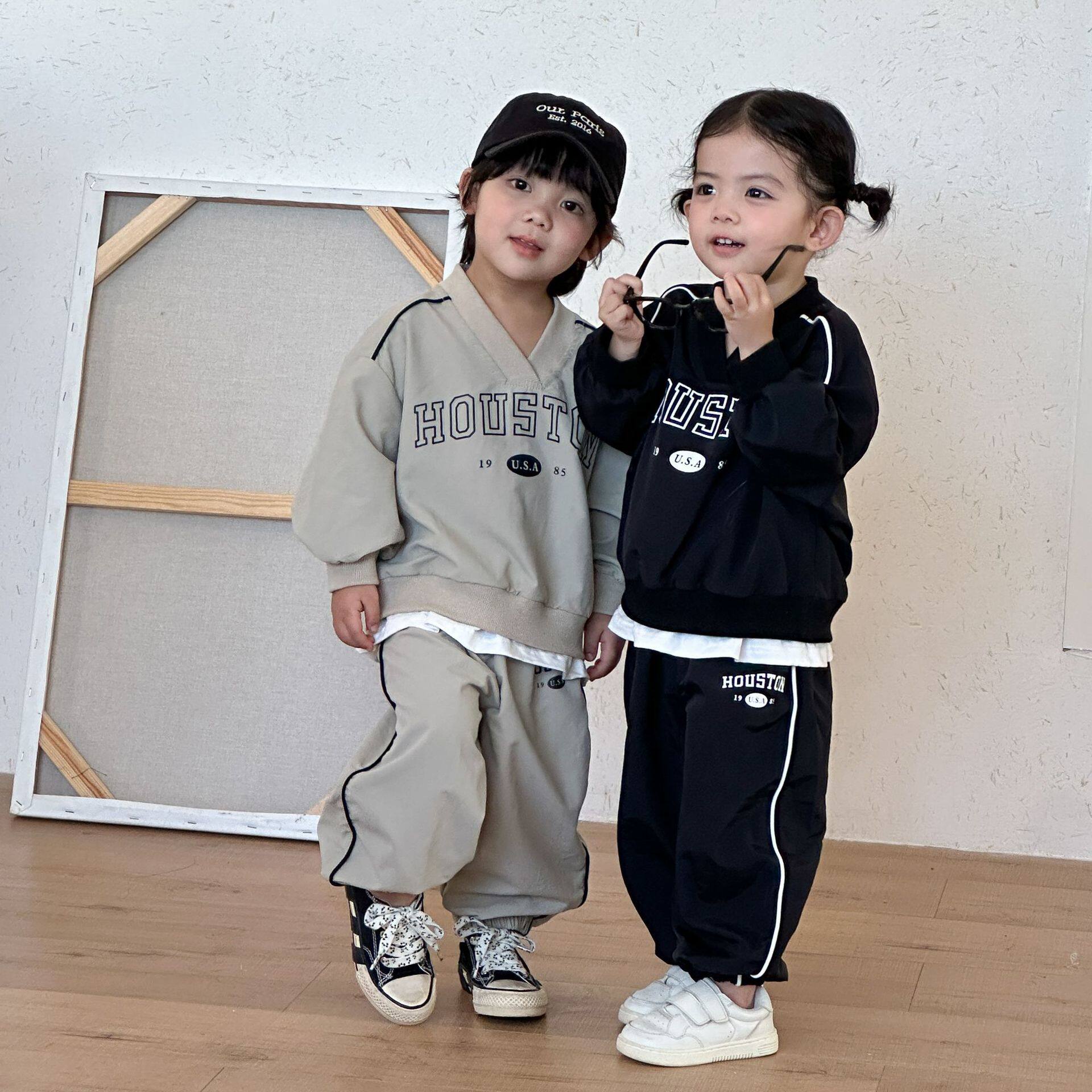 儿童春装套装假两件女童运动2026新款春秋季宝宝男童休闲卫衣卫裤