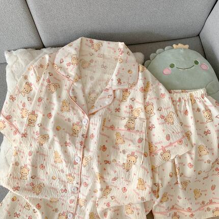 轻松熊夏季睡衣女款2026新款高级感超火可爱绝美学生家居服两件套