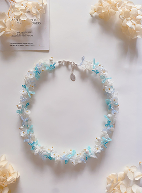 海盐绿洲原创小众手工串珠手机链diy自制手链项链百搭春夏蓝色系