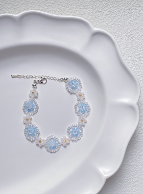 手工串珠夏日新款花朵手链女米珠多巴胺彩色个性甜酷闺蜜春夏小众