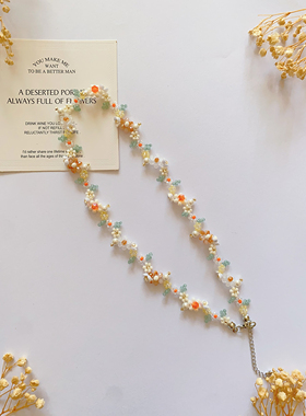 摩卡奶咖 原创设计新款手工串珠项链时尚简约百搭饰品锁骨链手链