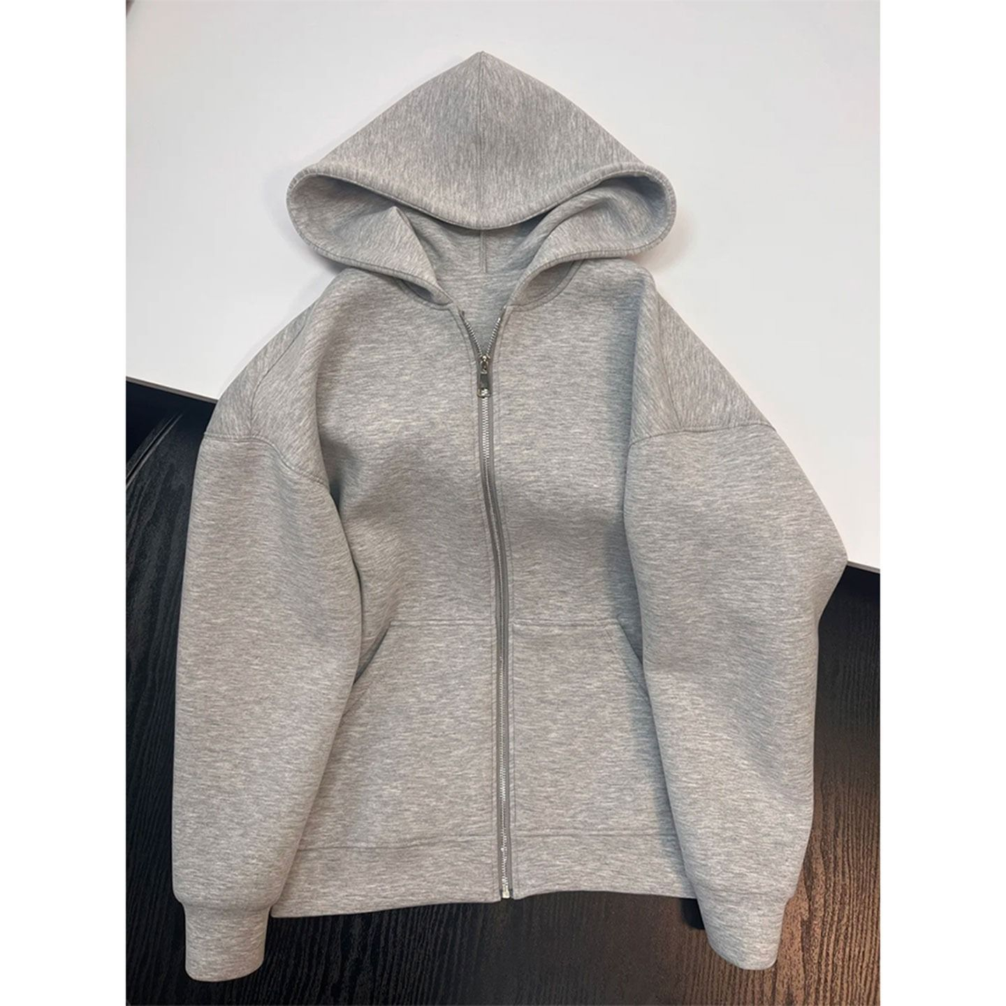 美式重磅连帽开衫廓形夹克