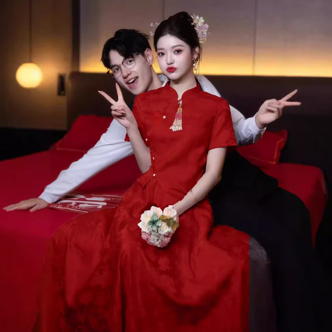 新中式旗袍改良敬酒服