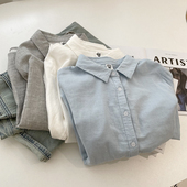 上衣女 衬衫 日系复古柔软双层纱衬衫 秋简约纯色白衬衣小个子长袖