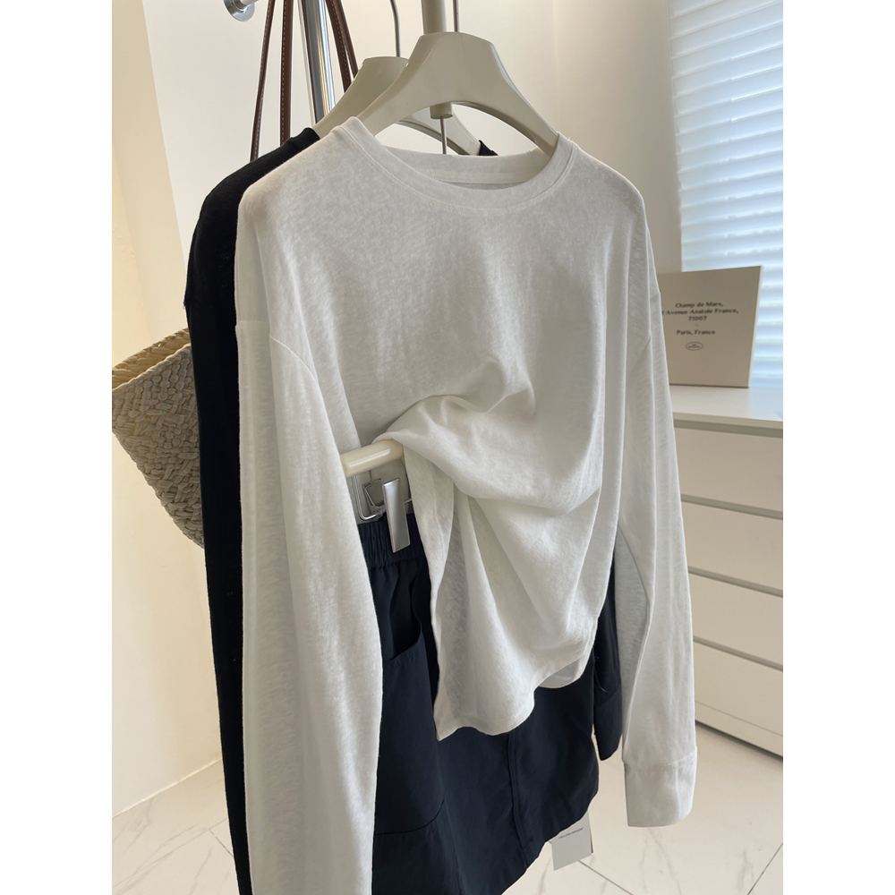 衬衫袖~不规则开叉打底衫长袖