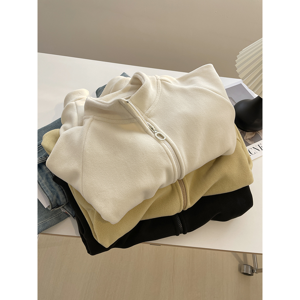 奶糖米~双面摇粒绒立领外套