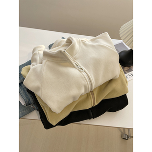 奶糖米~双面摇粒绒立领外套女!2024冬季小个子厚实澳绒休闲卫衣