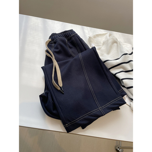 弯刀裤 遮胯显瘦 春夏高腰显瘦垂感阔腿休闲长裤 女 明线牛仔香蕉裤