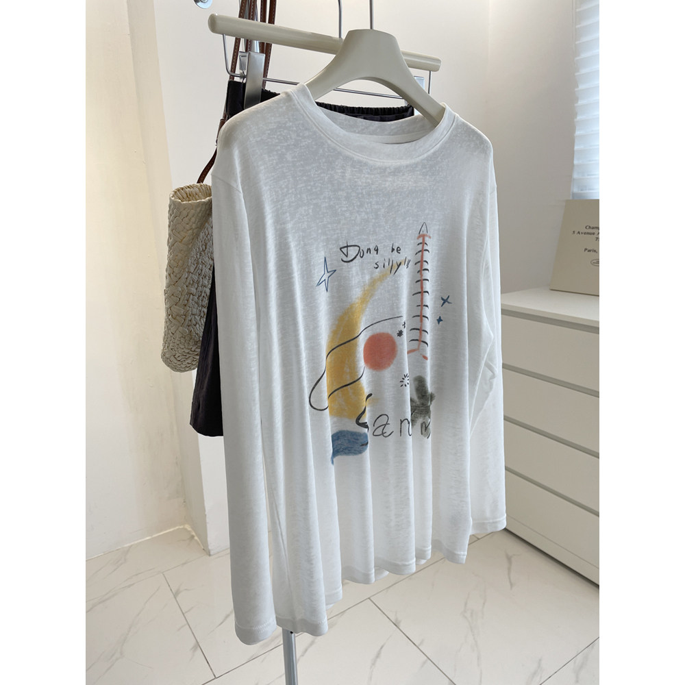 自带凉感~莱赛尔长袖防晒罩衫女！夏季百搭轻薄透视圆领休闲上衣