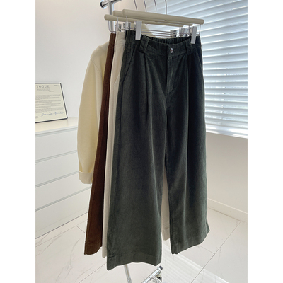 韩系复古灯芯绒直筒裤休闲裤