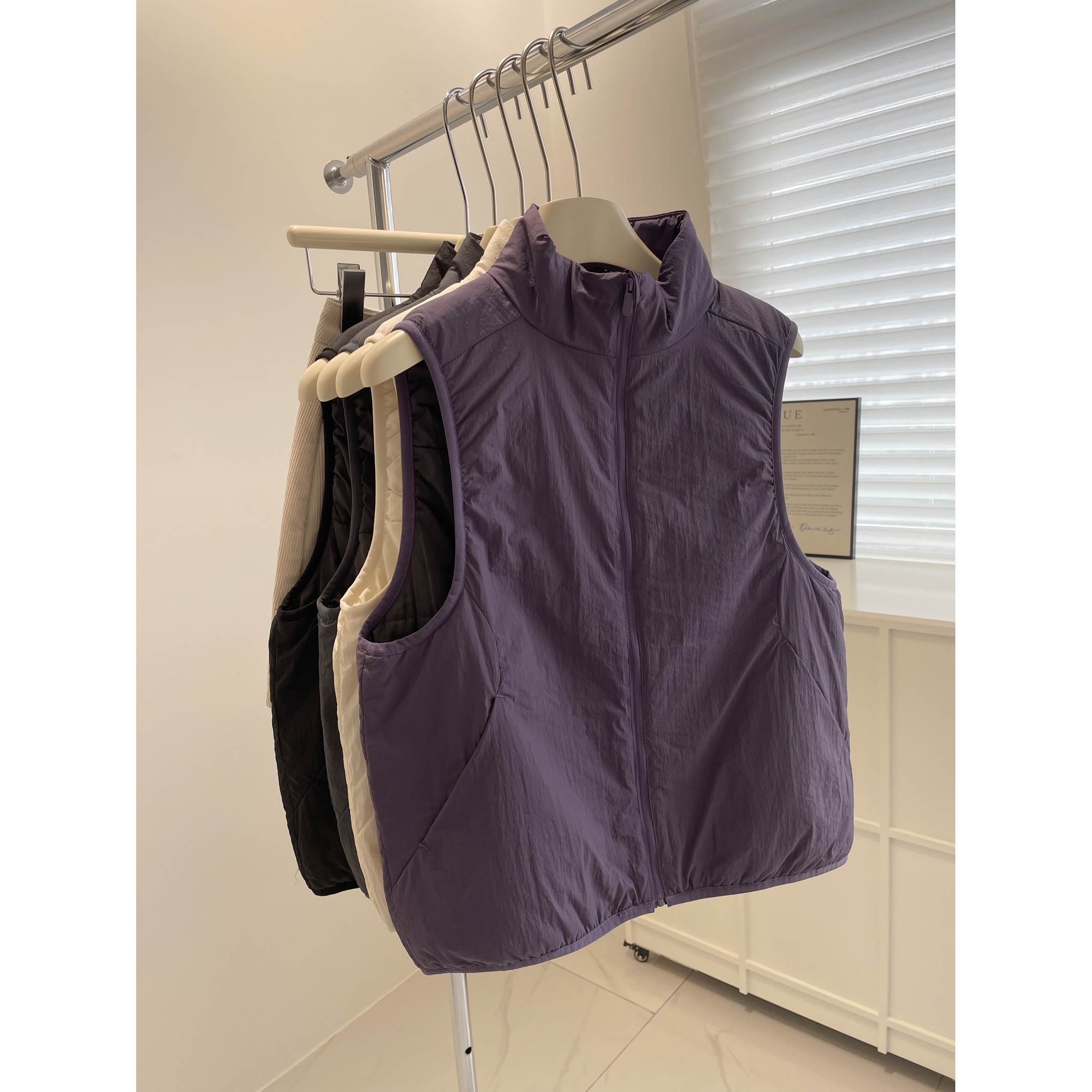 100%羊毛夹层~轻便立领外穿马甲