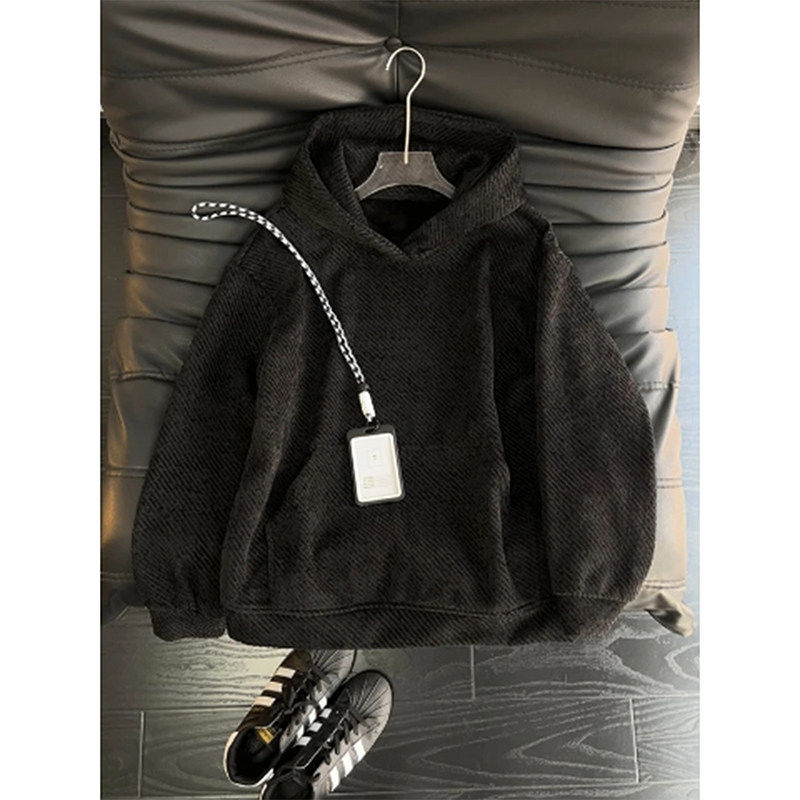 小香风黑色条纹连帽卫衣男秋冬加绒加厚长袖t恤美式重磅情侣外套,男装,卫衣,淘宝优惠券,粉丝福利购,淘宝优惠卷