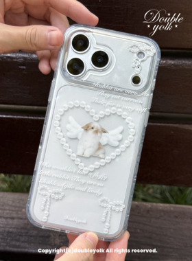 原创ins风可爱天使兔兔imd透明双层壳适用于17pm/17pro/17/16pro