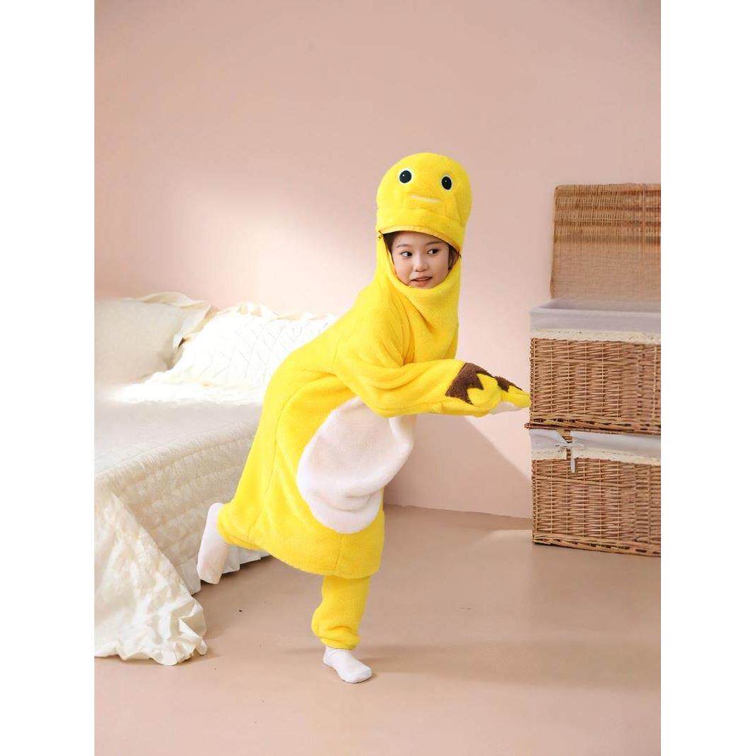 儿童一件式牛奶龙秋冬可爱卡通动物睡衣家庭服装套装加厚Cos男士