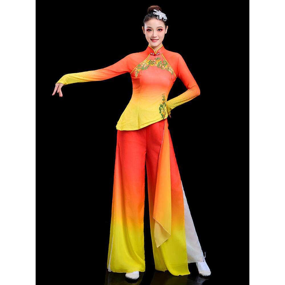 胶州秧歌舞蹈服新款中老年广场舞扇子舞套装古典舞伞舞演出服民族