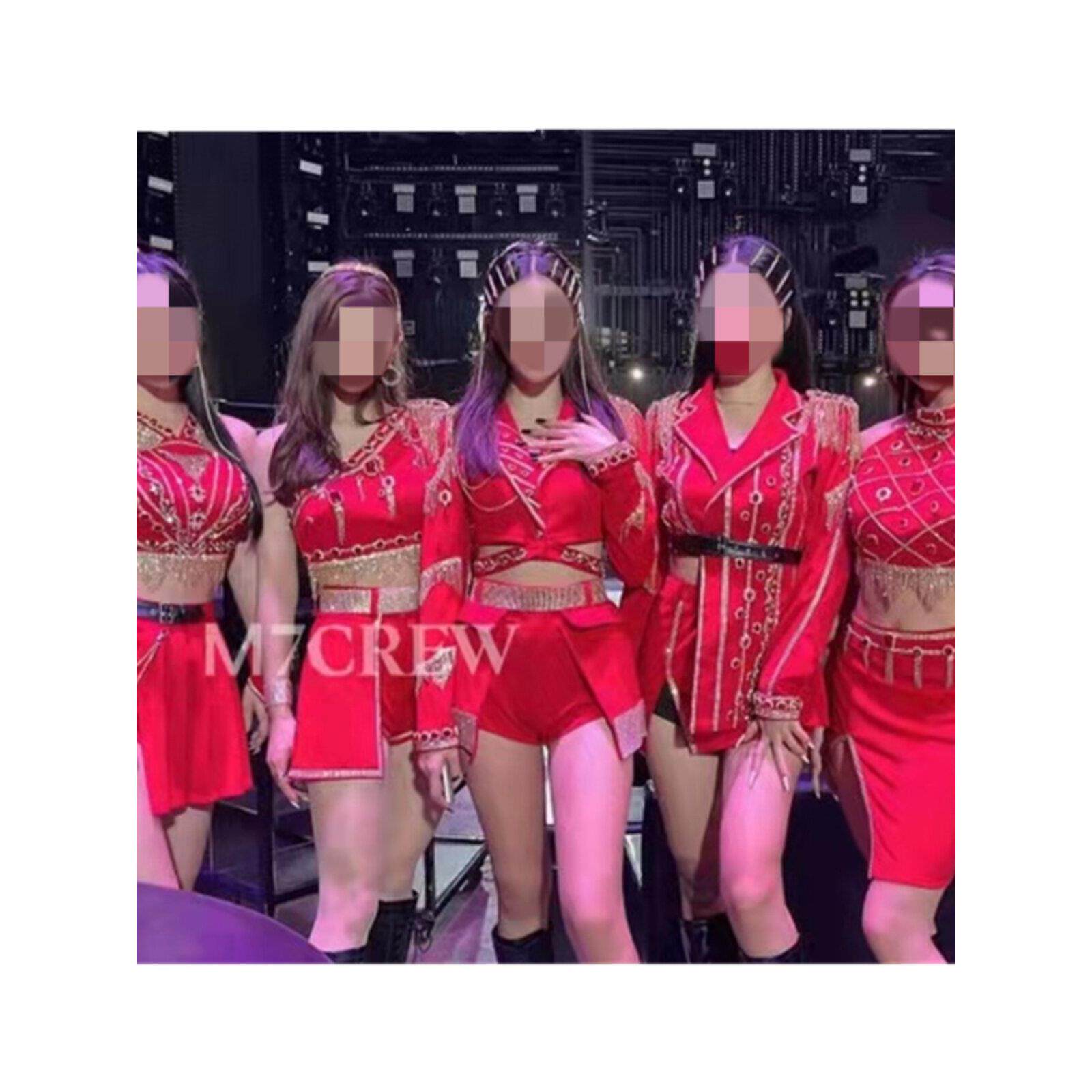2025酒吧演出服装红女团Kpop同款新舞团舞台服装演唱韩国爵士服装