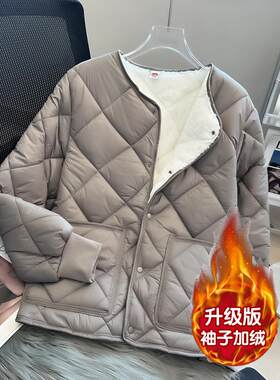 宽松大码内胆棉衣女短款冬季内穿保暖羽绒棉服加绒加厚胖子小棉袄