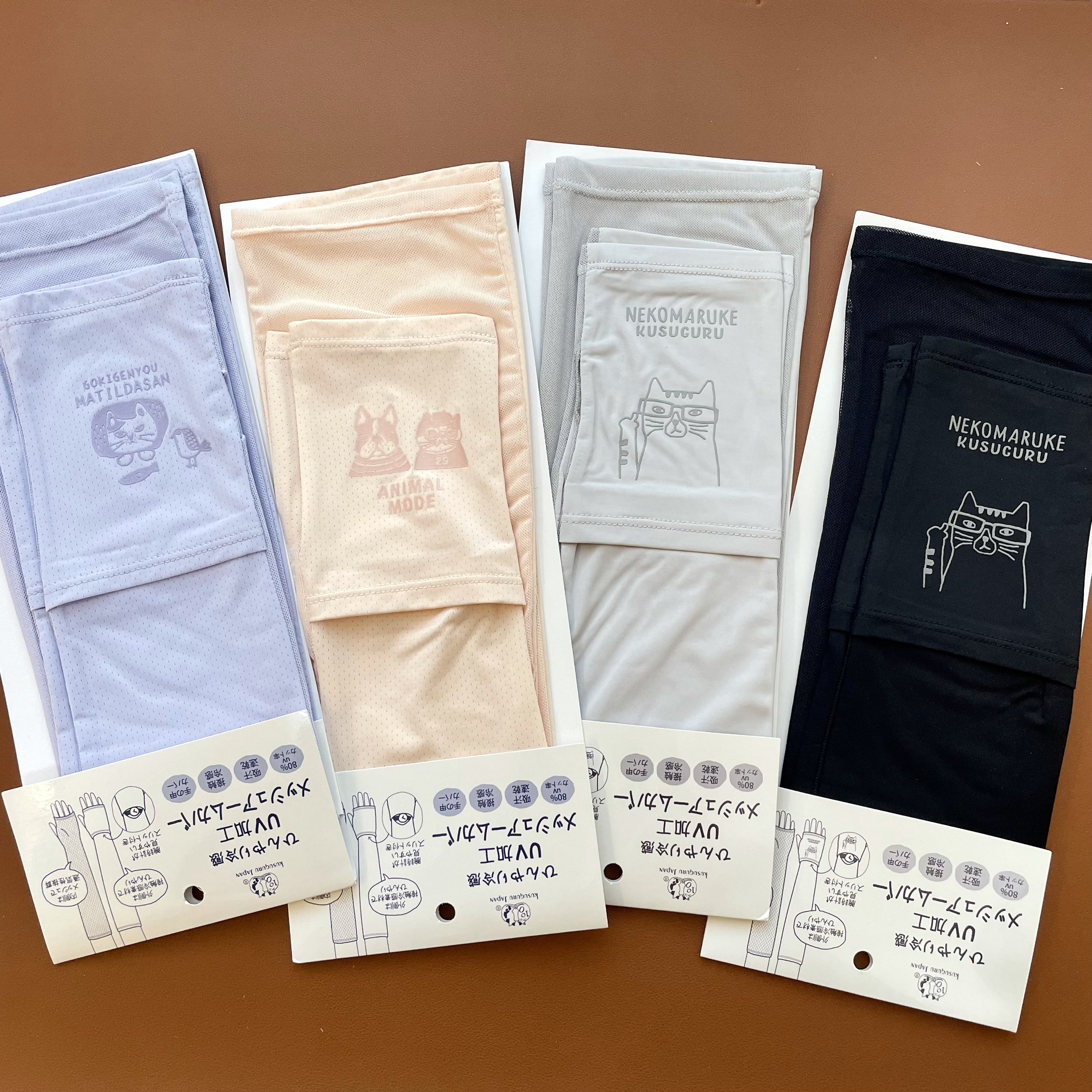 冷感防晒冰袖 快干遮阳袖套骑车露指连指夏款猫咪法斗图案