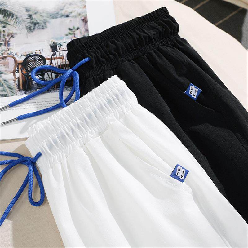 M-4XL冰丝速干运动裤女束脚夏季2026简约薄款新款抽绳九分休闲裤