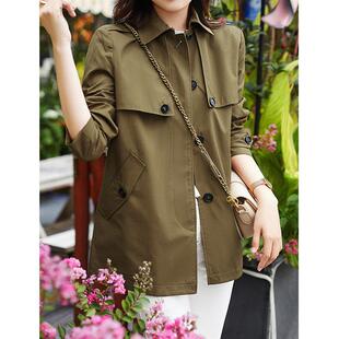 英伦风风衣 显瘦垂感棉外套2026新款春秋季女装 短款小个子红色